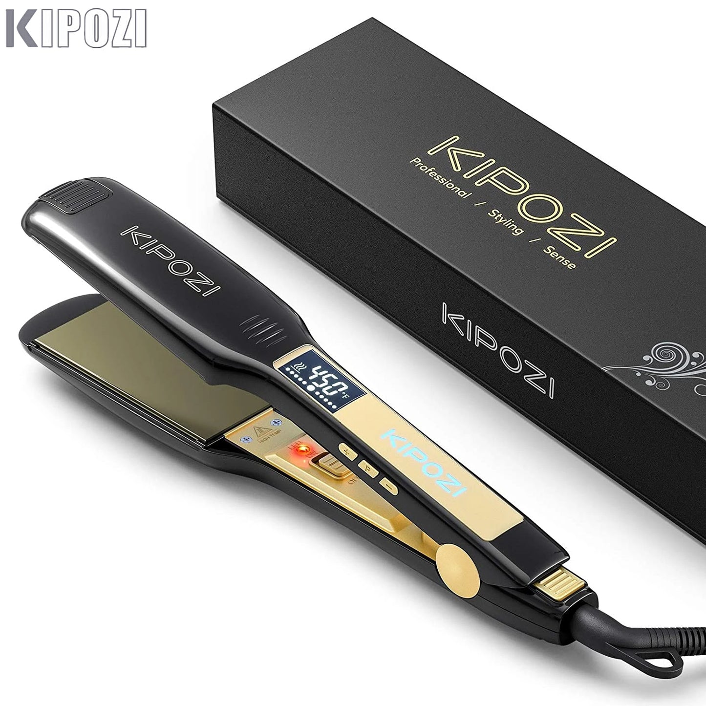 Professional Titanium Flat Iron Hair Straightener With Digital LCD Display