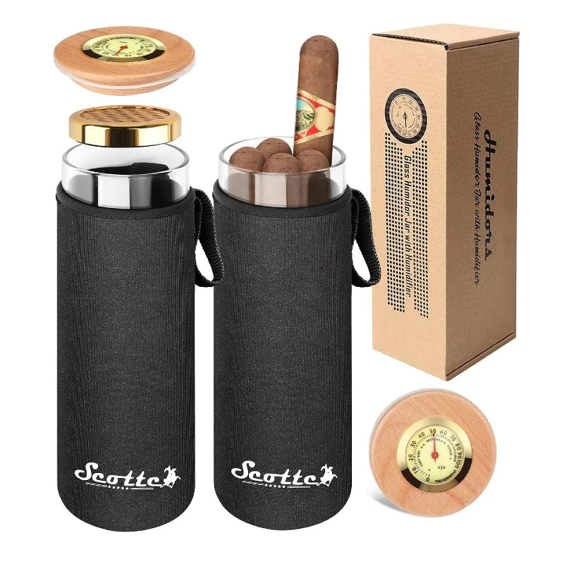 Tesonway Cigar Case Humidor Gift Box Holds 4 Cigars