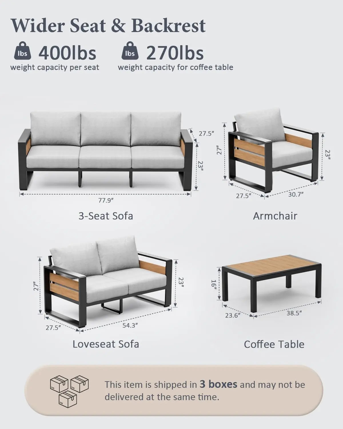 All Weather Aluminum Outdoor Patio Furniture Set Bundle