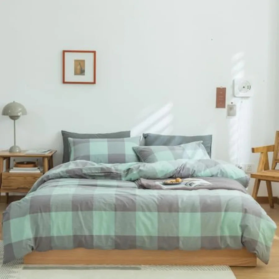 Duvet Cover Set 3 Pieces 100 Percent Washed Cotton Jacquard